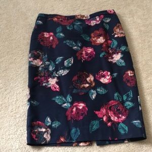 Merona Navy Flower Pencil Skirt